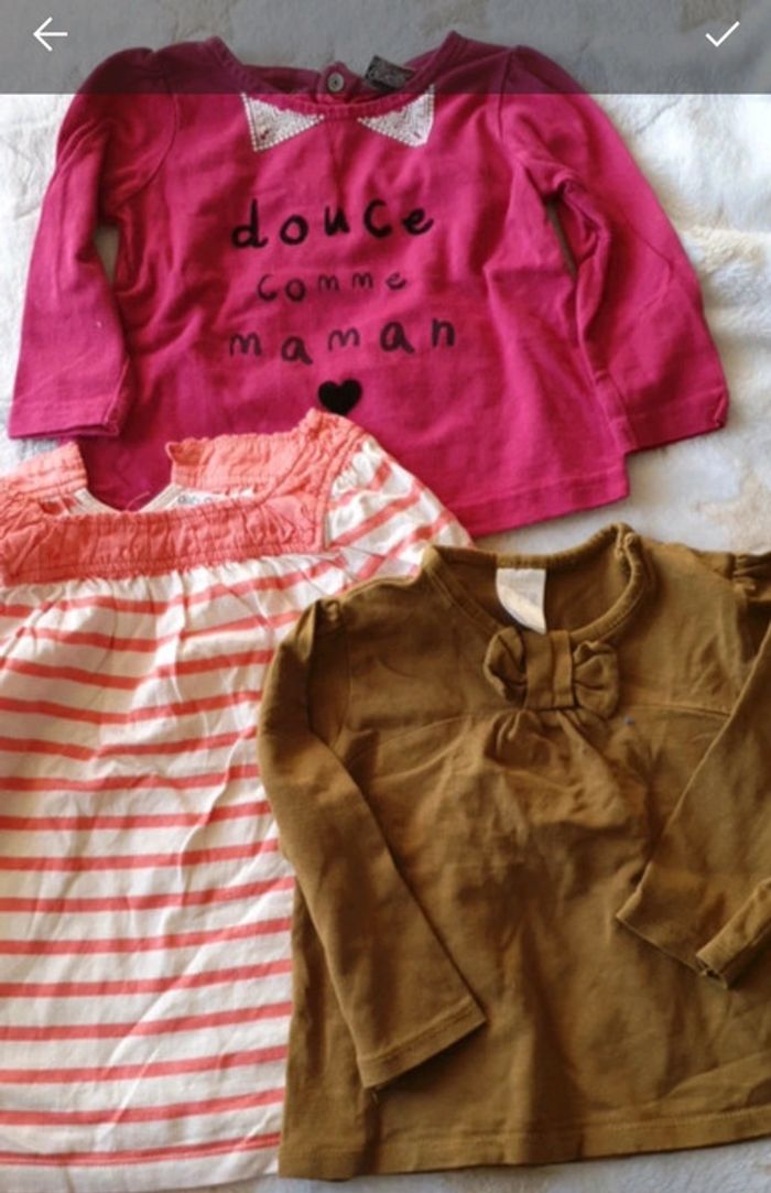 Lot t shirt manche longue fille 9 mois - photo numéro 3