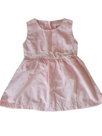 Robe été rose pois blanc nœud vague fashion taille 2 ans coton