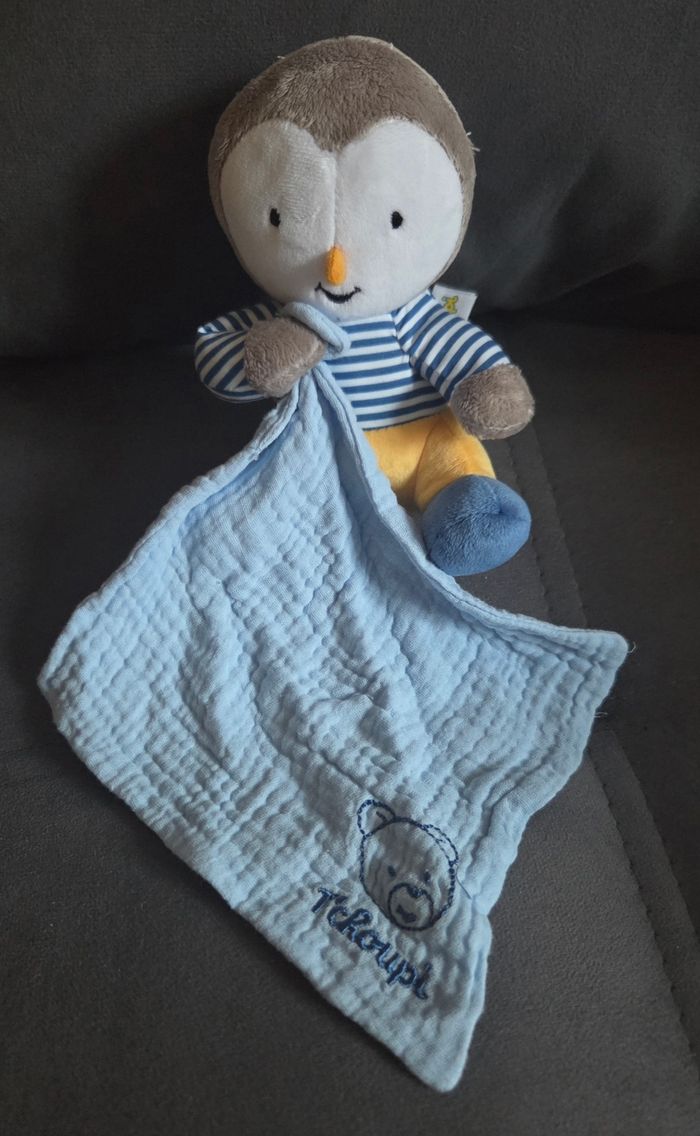 Doudou peluche T'choupi avec mouchoir lange bleu - T'choupi