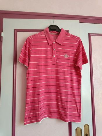 Polo rose à fines rayures en T.L