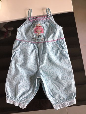 Salopette fines bretelles turquoise 3 mois