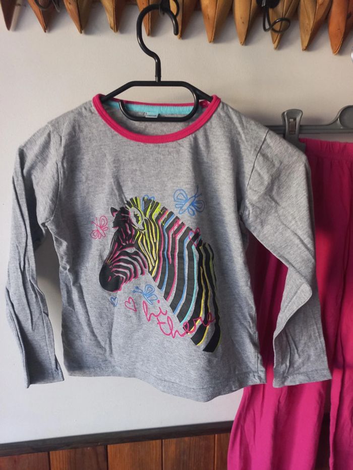 Pyjama pantalon rose/gris - photo numéro 2