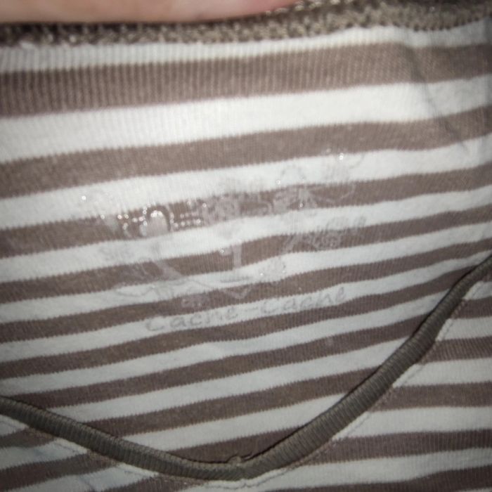 T-shirt manches longues femme rayé marron et creme cache cache taille 1 - photo numéro 2