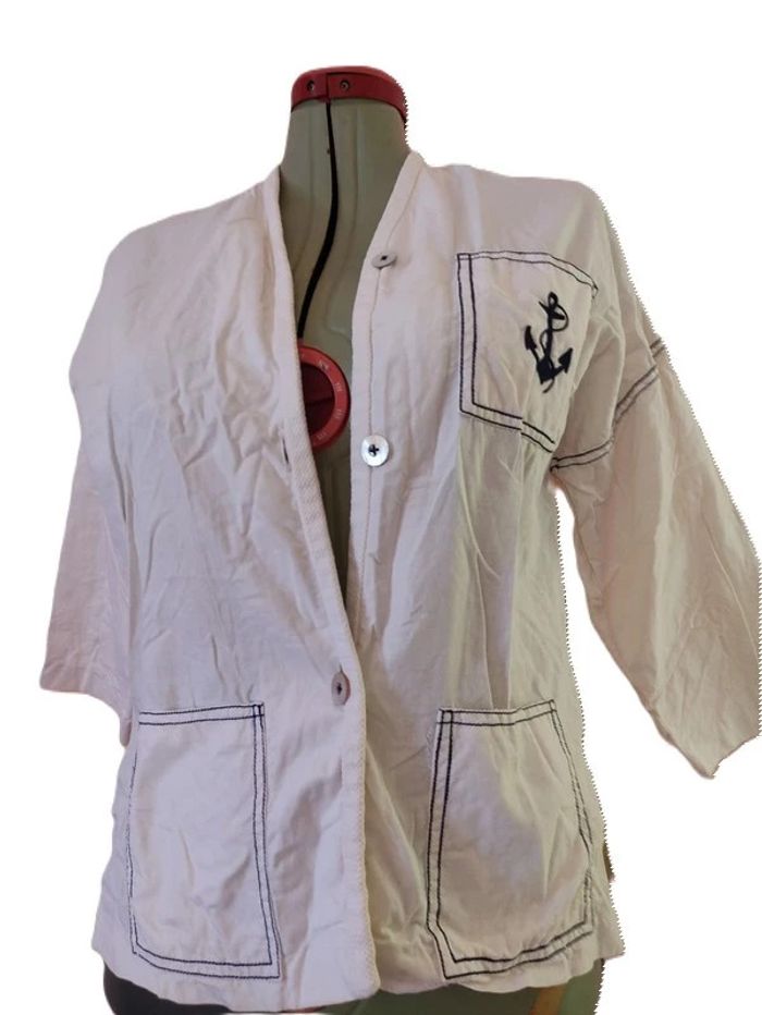 Veste toile blanche dessin marin Galeries Lafayette Paris Taille 42