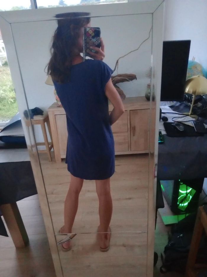 Chemise de nuit femme L bleu marine message c64 - photo numéro 4