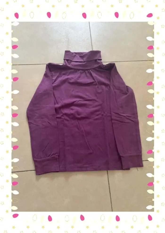 T-shirt col roulé violet fille 10 ans – Du Pareil Au Même - photo numéro 2