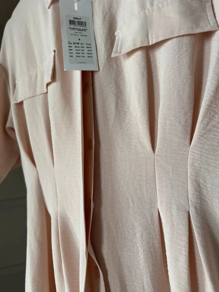 Robe beige rose à manches courtes S Only - photo numéro 2