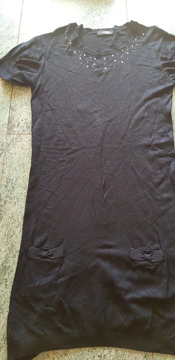 Robe tunique longue noir strass