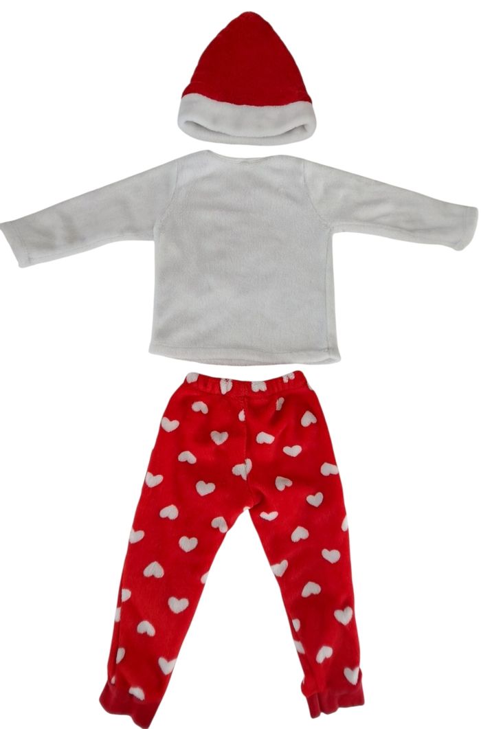 Pyjama velours Noël fille avec bonnet 36 mois TBE - photo numéro 2