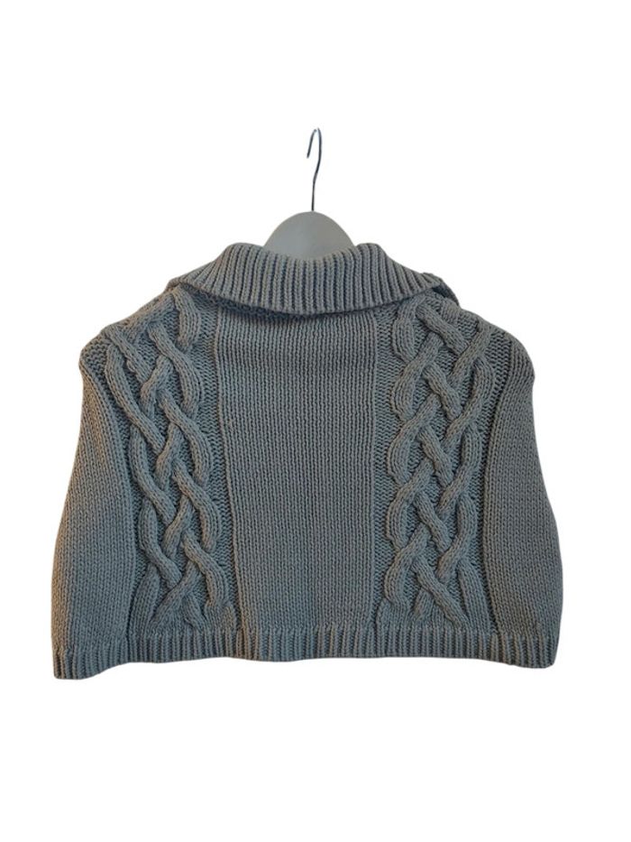 Gilet à boutons poncho en laine gris col roulé fille 6 ans - photo numéro 2