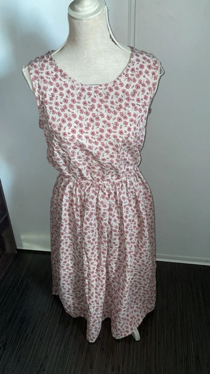 Neuve Robe longue fluide Assuili - Made in France - Imprimé fleuri rose - T.S/36