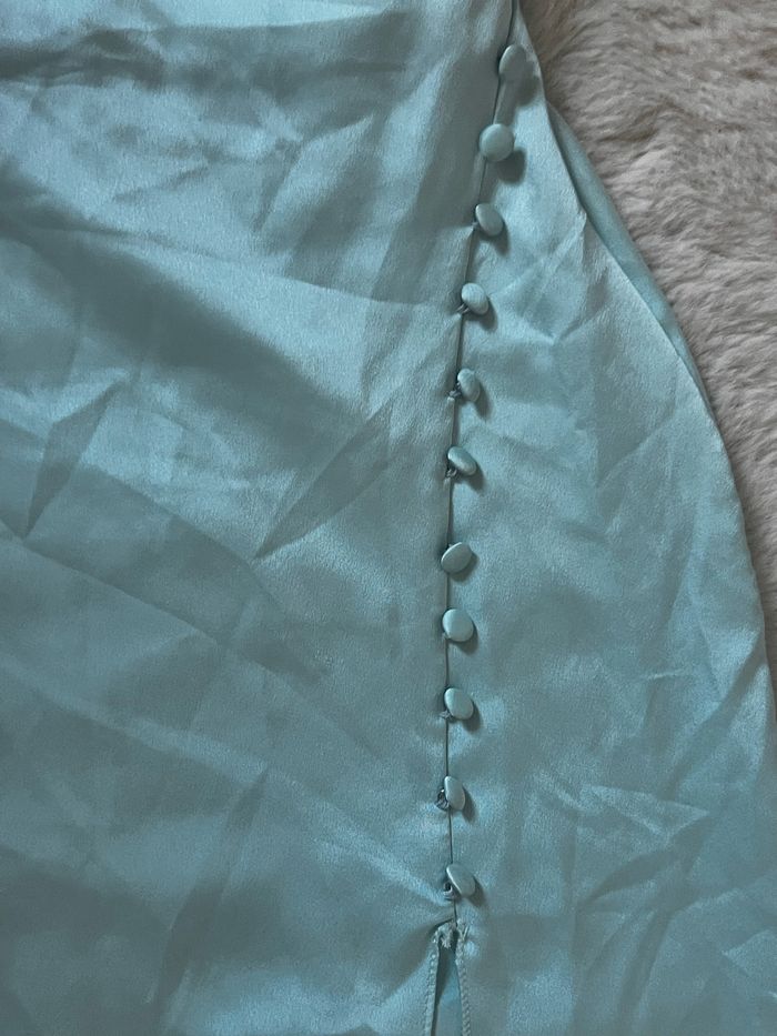 Jupe satin turquoise - photo numéro 3