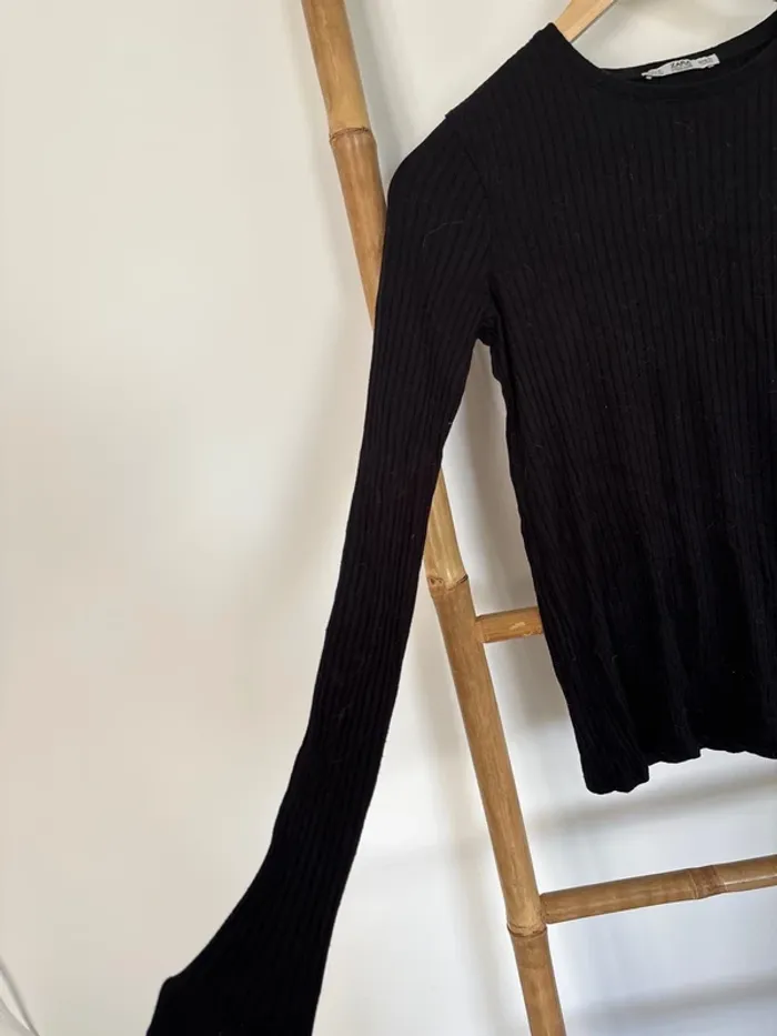 Haut à manches longues noir zara taille M - photo numéro 3