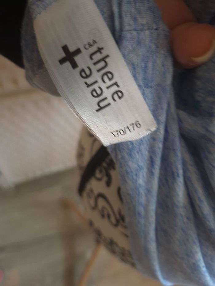 Joli T-shirt bleu chiné papillons sequins C&A fille 170/176 14/ 16 ans - photo numéro 8