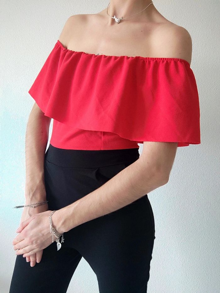 Combinaison pantalon noir volant rouge 🇮🇹 36/S à 40/L - photo numéro 5