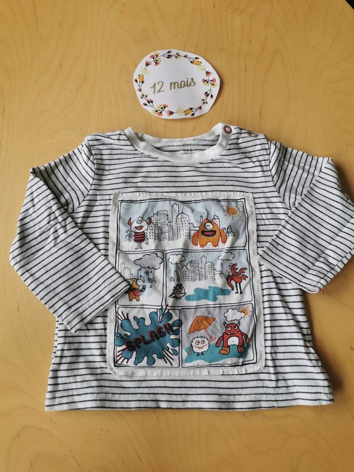 Lot de 4 t-shirts manches longues bébé garçon 12mois in extenso - photo numéro 5