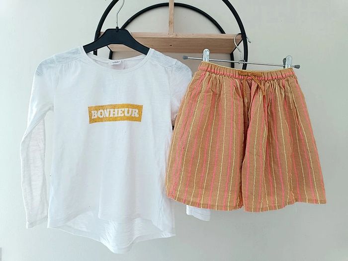 8 ans ensemble tape a l oeil teeshirt et jupe