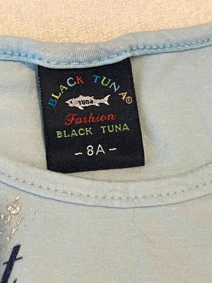 T-shirt bleu à sequins - Black Tuna - 8 ans - photo numéro 3