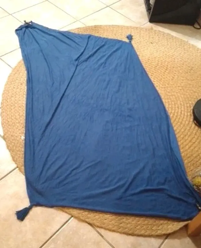 grand foulard asymétrique avec breloques et pompoms 150x 900cm - photo numéro 4