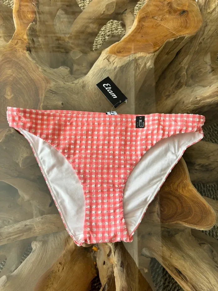 Bas de maillot de bain Etam carreaux rose blanc vichy