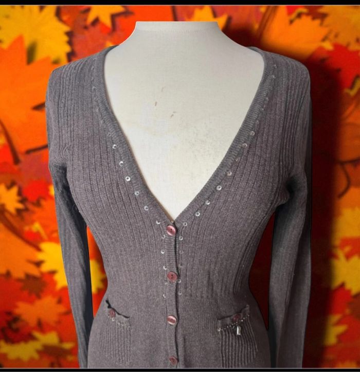 Long Gillet cardigan marron river woods - photo numéro 3