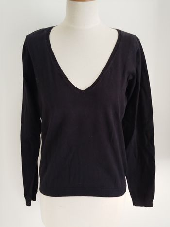 Pull noir col en V La Halle taille 38