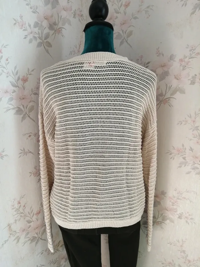 Pull beige crème en maille ajoutée / calliope / (L) - photo numéro 5