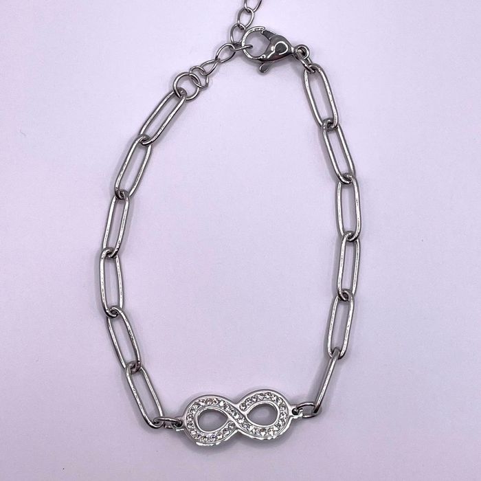Bracelet Infini et strass an acier inoxydable (chirurgical) argenté et hypoallergénique - photo numéro 3