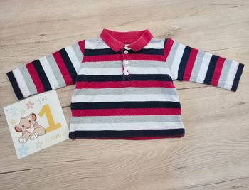 Polo manches longues à rayures, Mots d'enfants, 12 mois