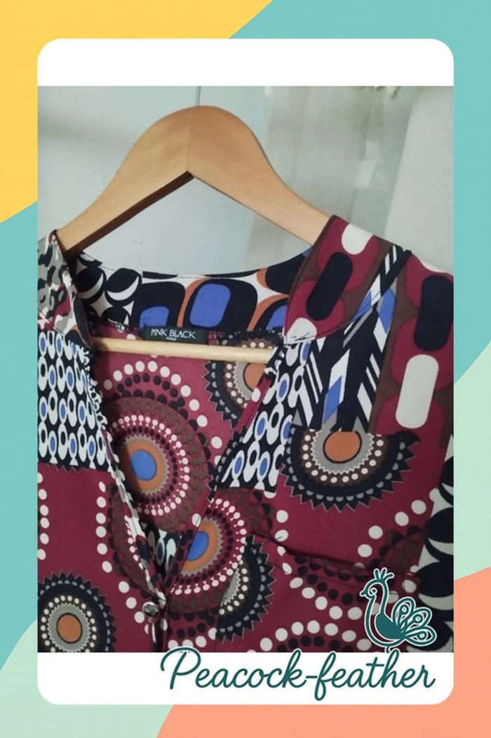 Blouse bordeaux imprimé TU - photo numéro 4
