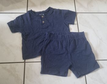 primark ensemble bébé bleu marine – t‑shirt boutons bois + short taille 12‑18 mois (86 cm)