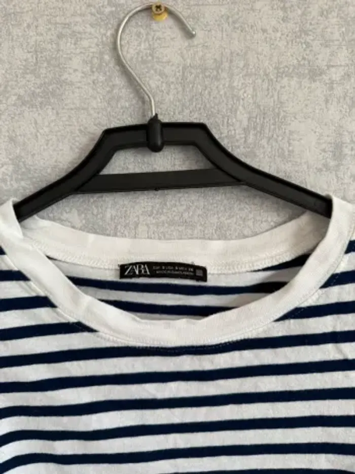 débardeur à rayures bleu et blanc Zara taille S - photo numéro 2