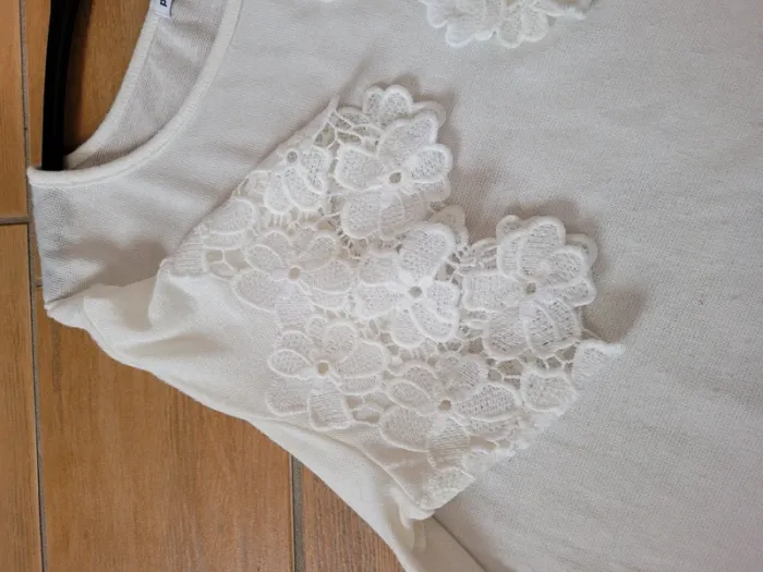 Tee-shirt Pimkie Blanc - Détails fleuris - photo numéro 3