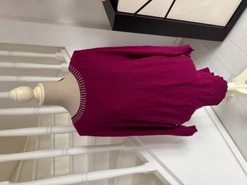 Pull long Mim rose fuchsia et strass argentés