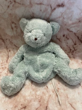 Doudou peluche ours bleu vert menthe DPAM Du Pareil Au Même