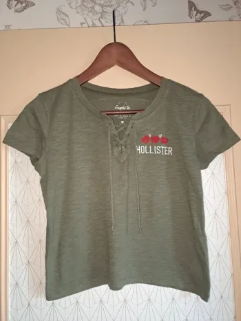 T-shirt femme vert moucheté Hollister XS Comme neuf