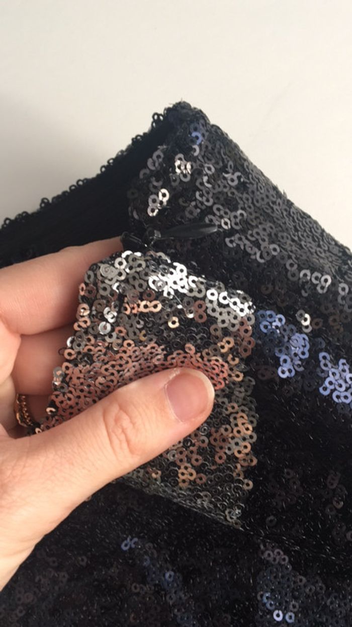 Jupe à sequin noir / argenté et bleu - Neuve - photo numéro 3