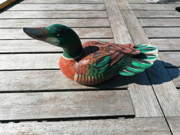 Figurine statuette canard et cane bois décoration collection vintage - photo numéro 7