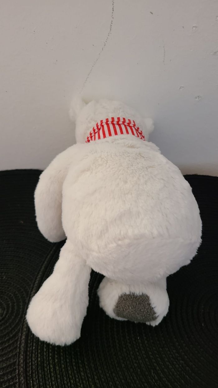 doudou ours polaire echarpe rouge rayee PRIMALIS - photo numéro 2