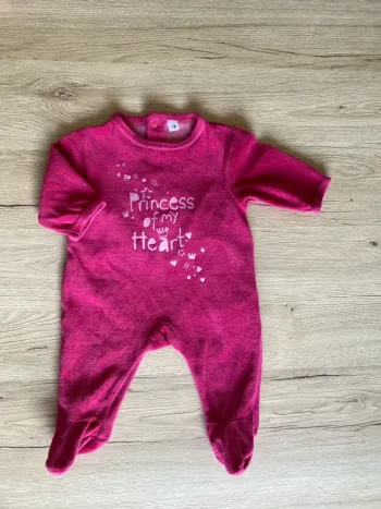 Pyjama hiver velours bébé fille 1 mois