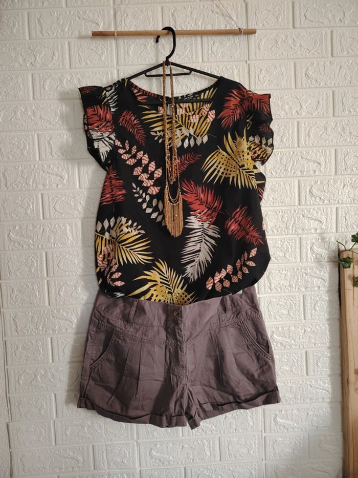 Ensemble short et top tropical - photo numéro 2
