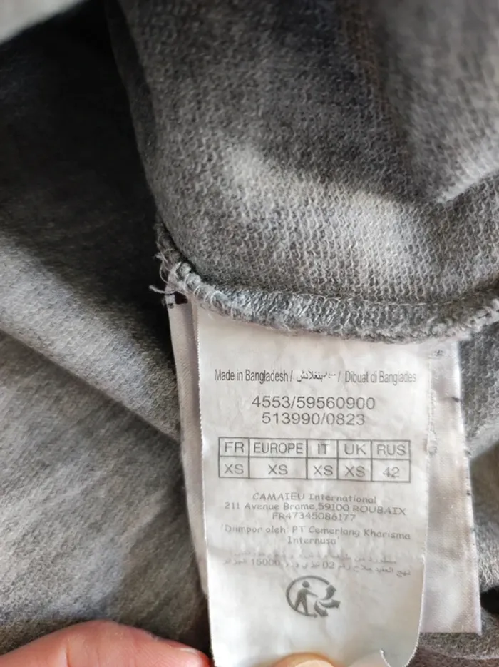 Sweat gris XS Camaïeu - photo numéro 3