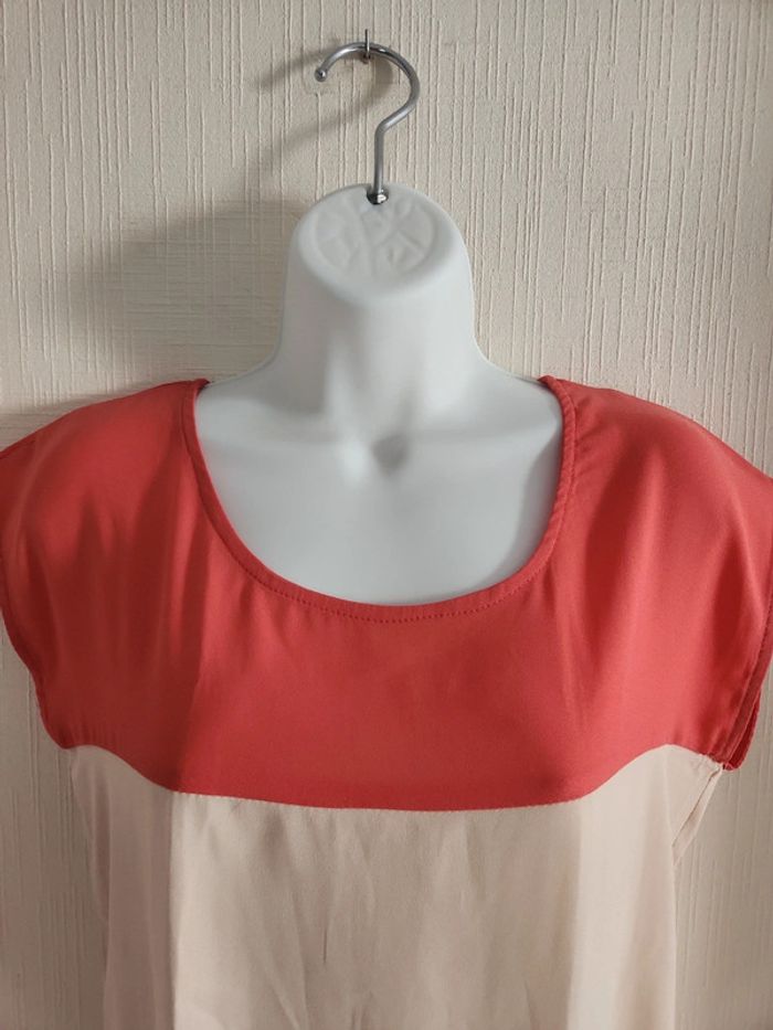 Blouse manches courtes Dolls S corail et beige - photo numéro 4