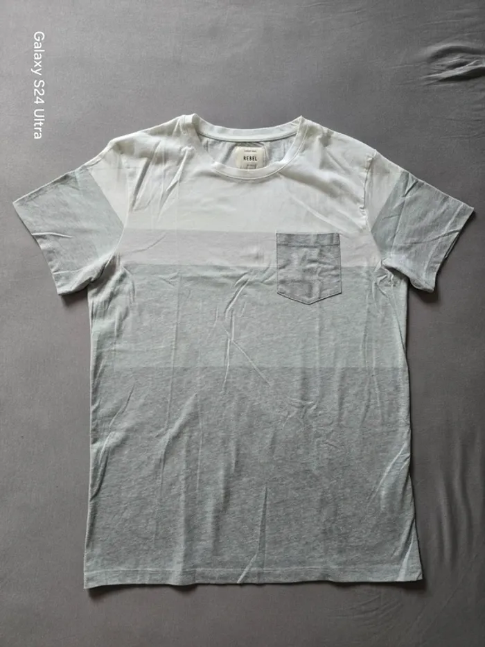 T-shirt Rebel à poche – dégradé gris/blanc – style casual - photo numéro 4