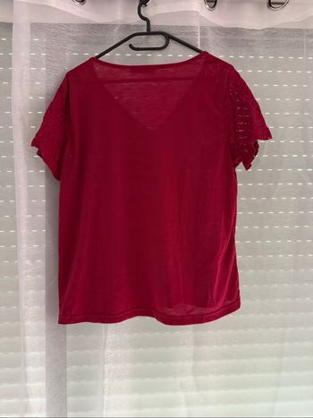 T-shirt femme col V Shein bordeaux - Taille 38 - Très bon état