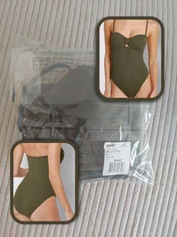 Maillot de bain 1 pièce bustier kaki bretelles détachable / La Redoute Collections - 40/L
