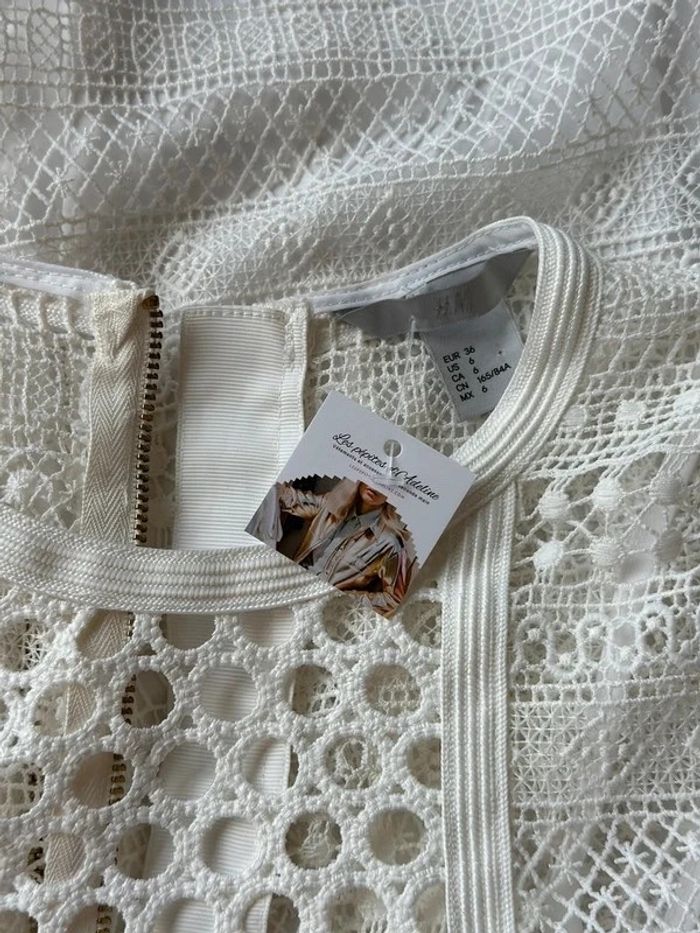 Robe d'été blanche ajourée, taille 36 - H&M - photo numéro 7