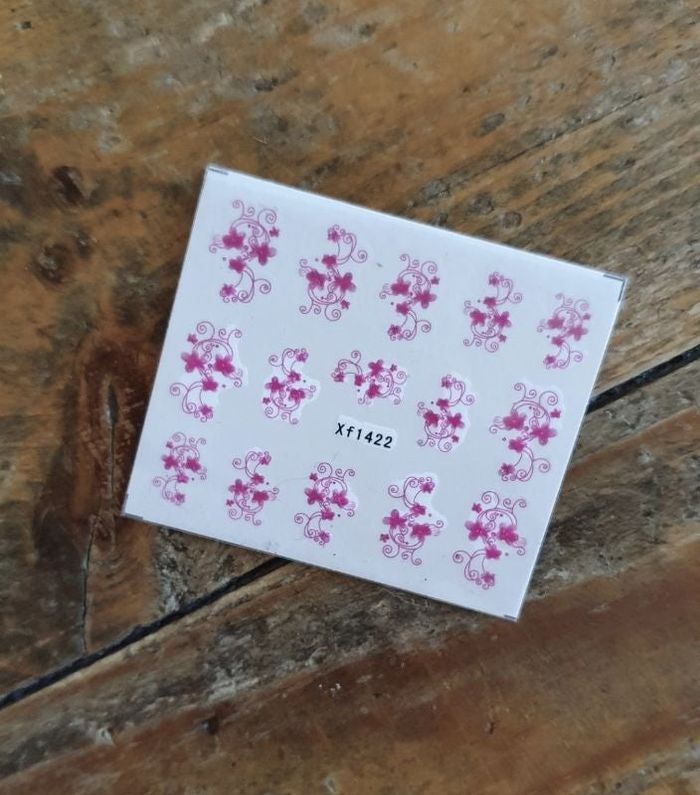 10 Stickers d'ongles fleurs roses