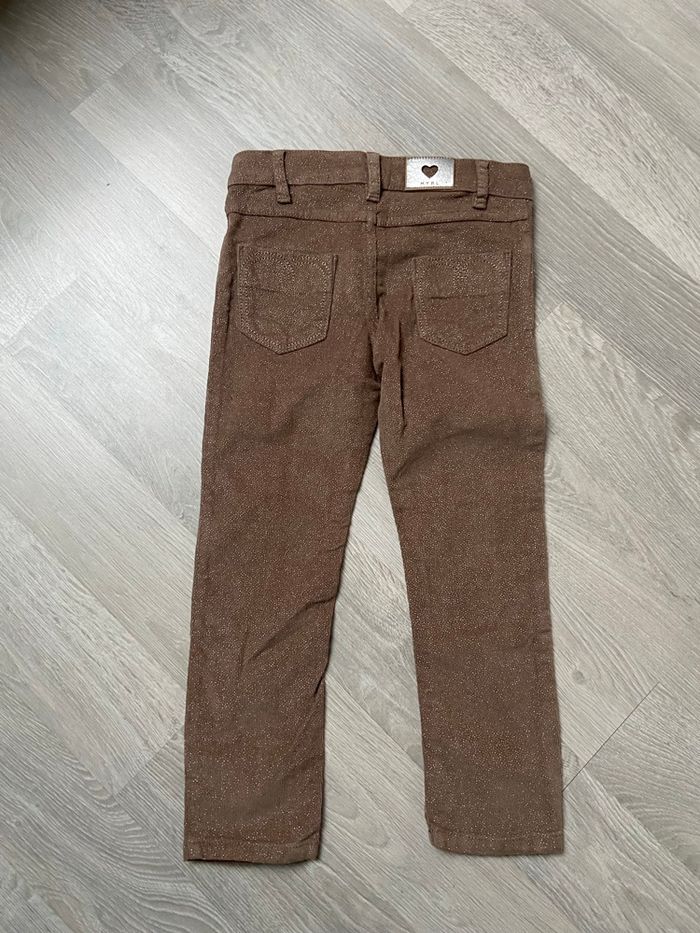 Pantalon jean slim marron détails dorée 4 ans - photo numéro 2