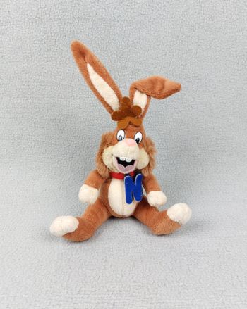 Peluche lapin vintage NESQUIK 20 cm oreilles comprises marron beige